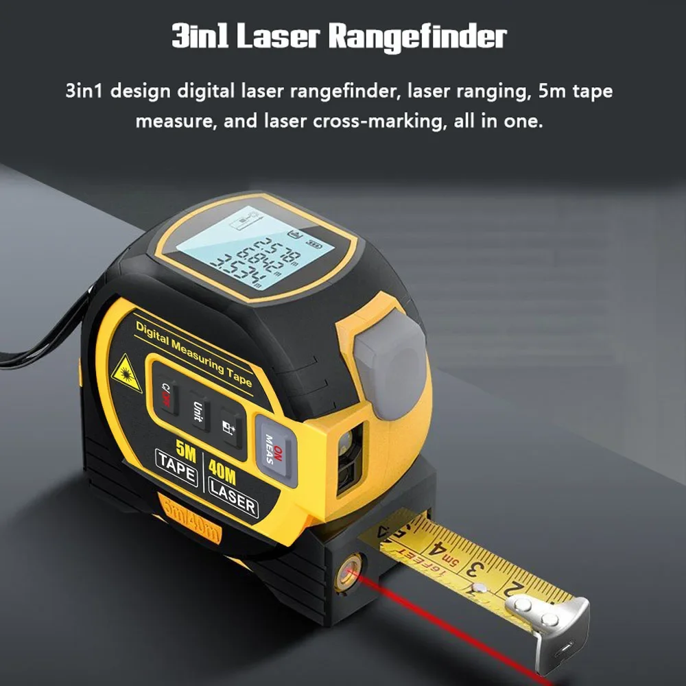 Industrial Laser Rangefinder - Backlight Distance Meter Building Measurement Device